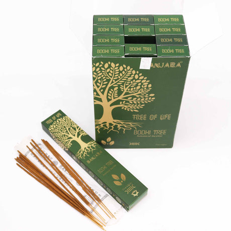 Banjara Botanical Incense - Bodhi Tree Scent | 15g Pack of Natural Fig & Sacred Wood Sticks | Handmade in India | Tree of Life Design - SHAMTAM.COM