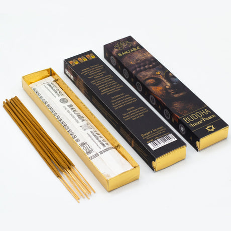 Banjara Buddha Divine Power Incense Sticks - Premium Black & Gold Packaging for Inner Peace and Meditation - SHAMTAM.COM