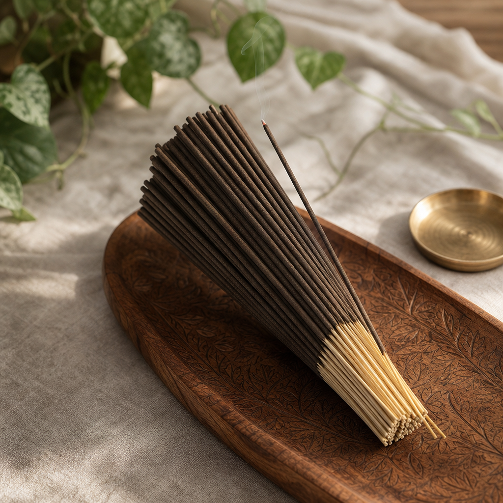 Banjara Cristal Gemas Incense Sticks - Carnelian Dragon's Blood — styled in a warm, naturally lit interior