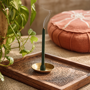 Banjara Cristal Gemas Incense Sticks - Clear Quartz Pine — styled in a warm, naturally lit interior