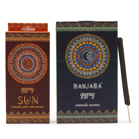 Banjara Gypsy Nomadic Incense - Palo Santo & Moon Motif Aromatic Sticks with Sun Design - SHAMTAM.COM
