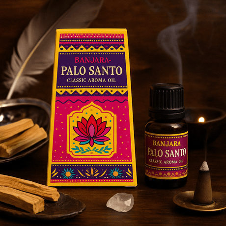 Banjara Palo Santo Classic Aroma Oil 10ml - Premium Indian Fragrance with Lotus Design Packaging - SHAMTAM.COM