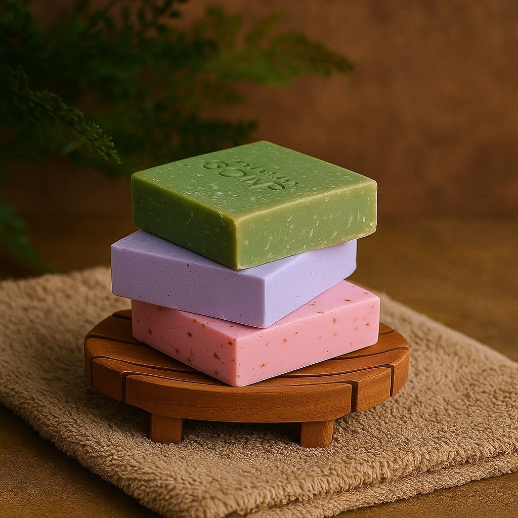 Bar Soap Set, 3 Soaps and Dish Greenman - SHAMTAM.COM