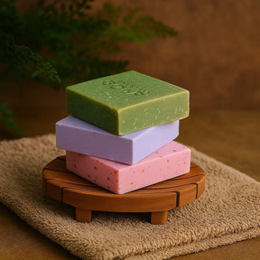 Bar Soap Set, 3 Soaps and Dish Greenman - SHAMTAM.COM