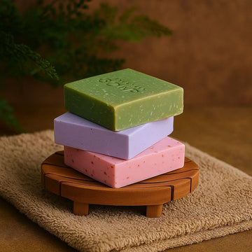 Bar Soap Set, 3 Soaps and Dish Greenman
