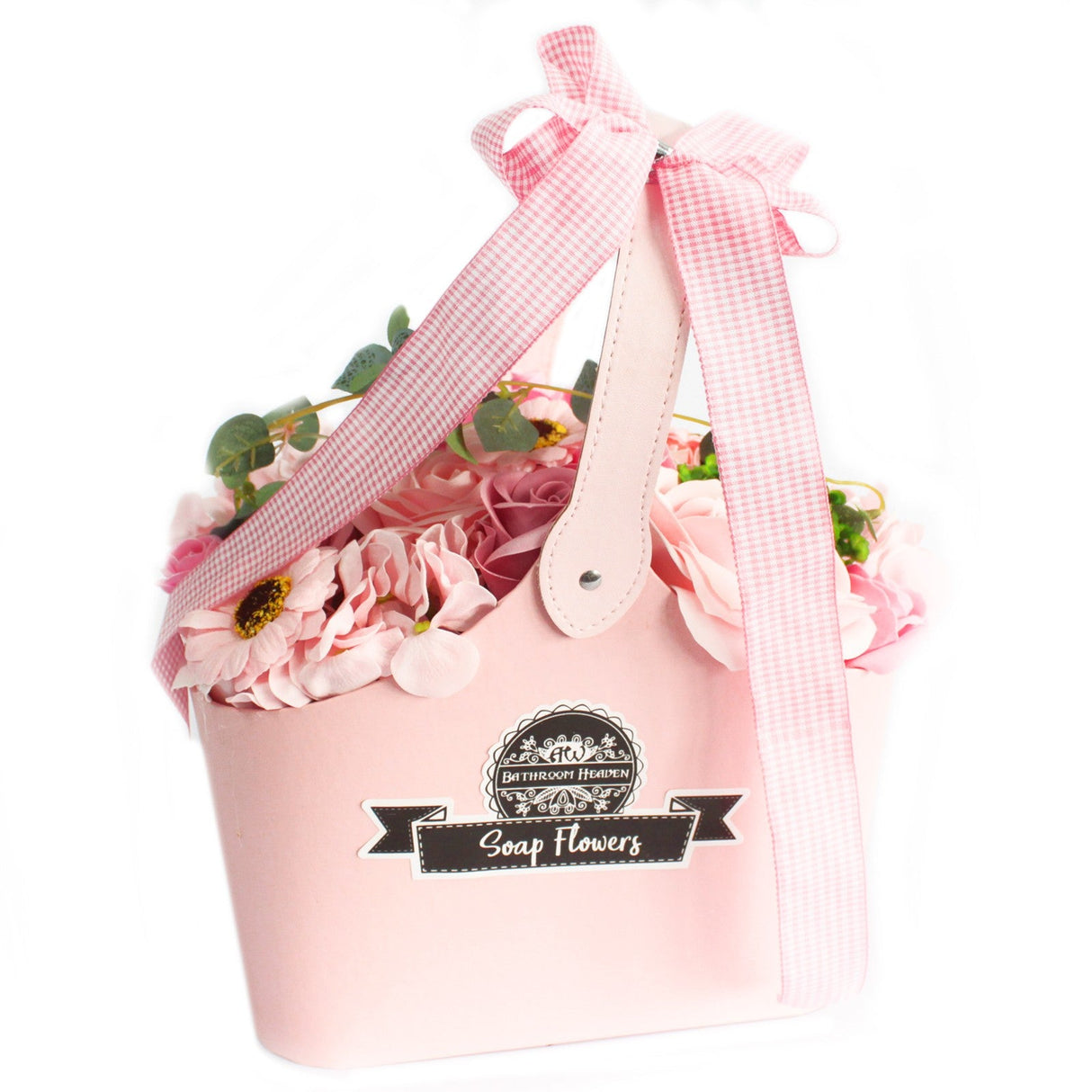 Soap Flowers Basket Bouquet - Pink - SHAMTAM.COM