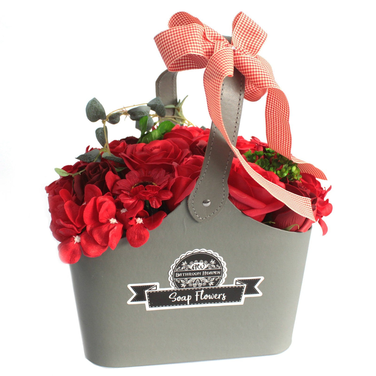 Soap Flowers Basket Bouquet - Red - SHAMTAM.COM