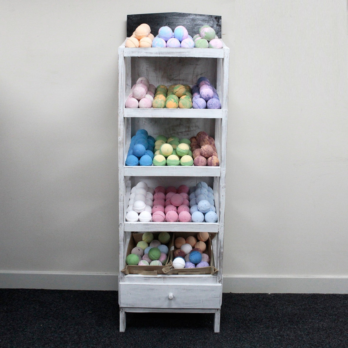 Bath Bomb 5 Shelf Display - Whitewash - SHAMTAM.COM