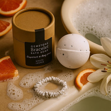 Bombe de bain avec bracelet en jaspe blanc