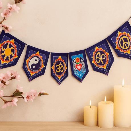 Batik Banner, 7 Flags Love In Center - SHAMTAM.COM