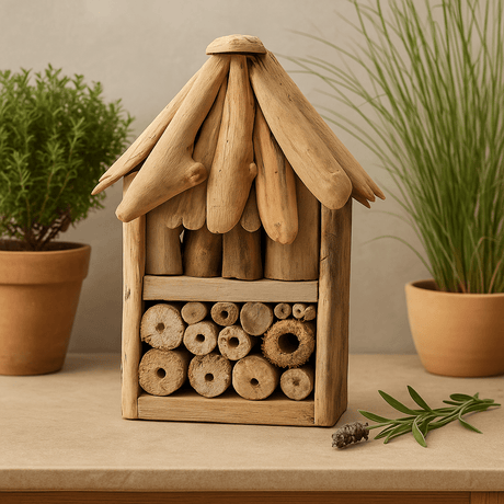 Bee and Insect Hotel Double Box Driftwood - SHAMTAM.COM