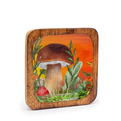 Big Square Trinket Tray 15x15x2.5cm - Mushroom Design Maroon - SHAMTAM.COM
