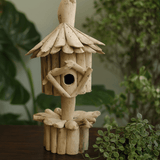 Birdhouse on Stand, Driftwood - SHAMTAM.COM