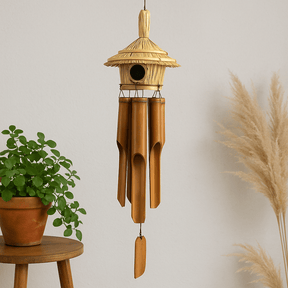 Birdhouse With Wind Chimes Round Seagrass 56x20cm - SHAMTAM.COM