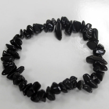 Black Agate Bracelet Stretch Chip Stone - SHAMTAM.COM