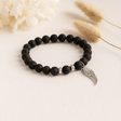 Black Agate Crystal Bracelet With Angel Wing Charm - SHAMTAM.COM