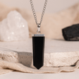 Black Agate Flat Pencil Pendant - SHAMTAM.COM