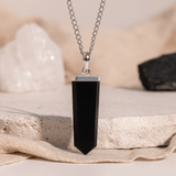 Black Agate Flat Pencil Pendant - SHAMTAM.COM