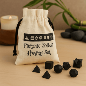 Black Agate Platonic Solids Crystal Set, 7 Pieces - SHAMTAM.COM