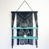 Black Macrame Hanging Shelves - Turquoise - SHAMTAM.COM