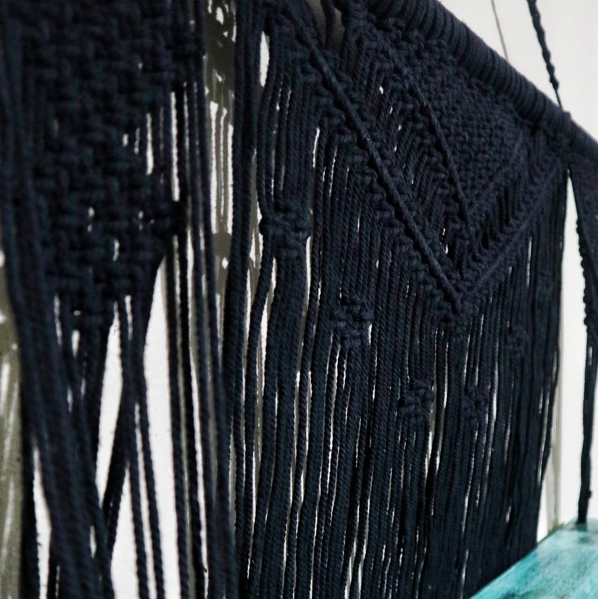 Black Macrame Hanging Shelves - Turquoise - SHAMTAM.COM