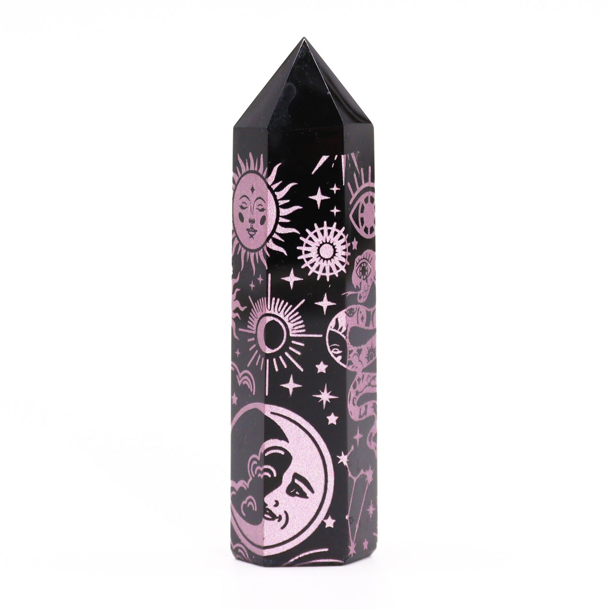 Black Obsidian Crystal - Mystic Story - Rose Pink Point - SHAMTAM.COM