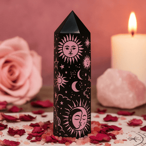 Black Obsidian Crystal - Mystic Story - Rose Pink Point - SHAMTAM.COM