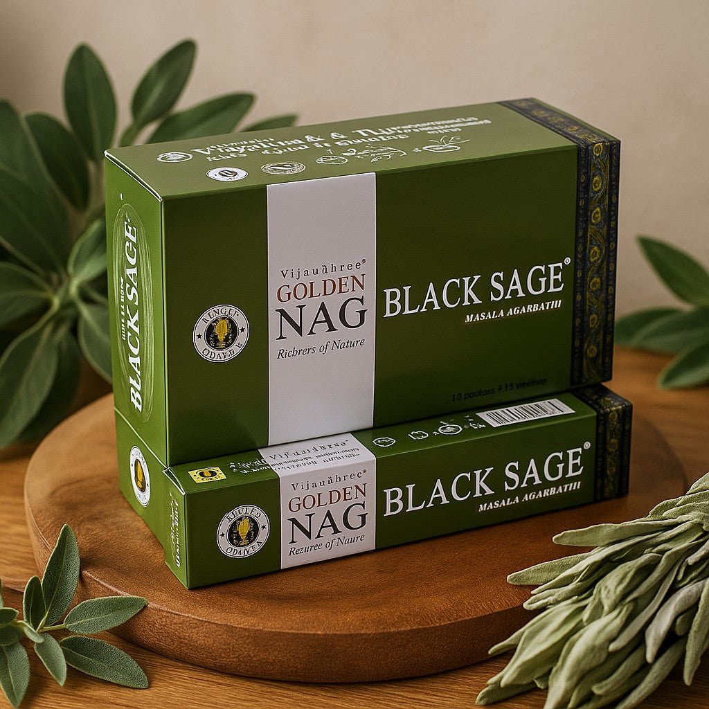 Black Sage Incense Golden Nag 15g Vijayshree - SHAMTAM.COM