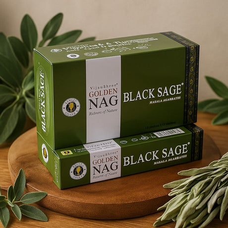 Black Sage Incense Golden Nag 15g Vijayshree - SHAMTAM.COM