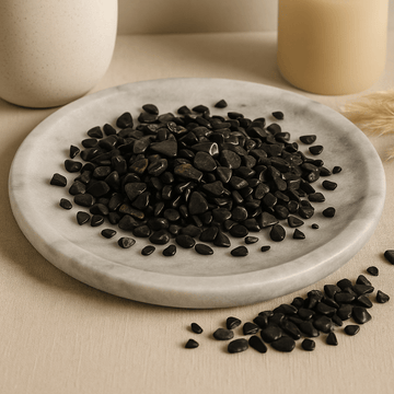 Svart turmalin kristallflisor i bulk 1 kg