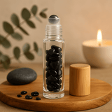 Black Tourmaline Essential Oil Roller Bottle, Wooden Cap - SHAMTAM.COM