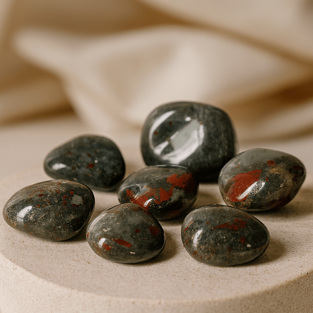 Bloodstone Tumbled Stones African Sephtonite Large 6 Pieces - SHAMTAM.COM
