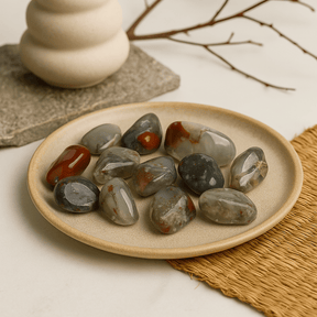 Bloodstone Tumbled Stones Medium African Sephtonite 12 Pieces - SHAMTAM.COM
