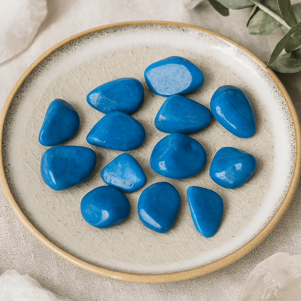 Blue Howlite Tumbled Stones 24 Pieces - SHAMTAM.COM