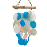 Wind Chimes Blue & Pearl Driftwood Cross - SHAMTAM.COM