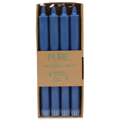 Blue Taper Dinner Candles Natural Wax 25x2.3 - SHAMTAM.COM