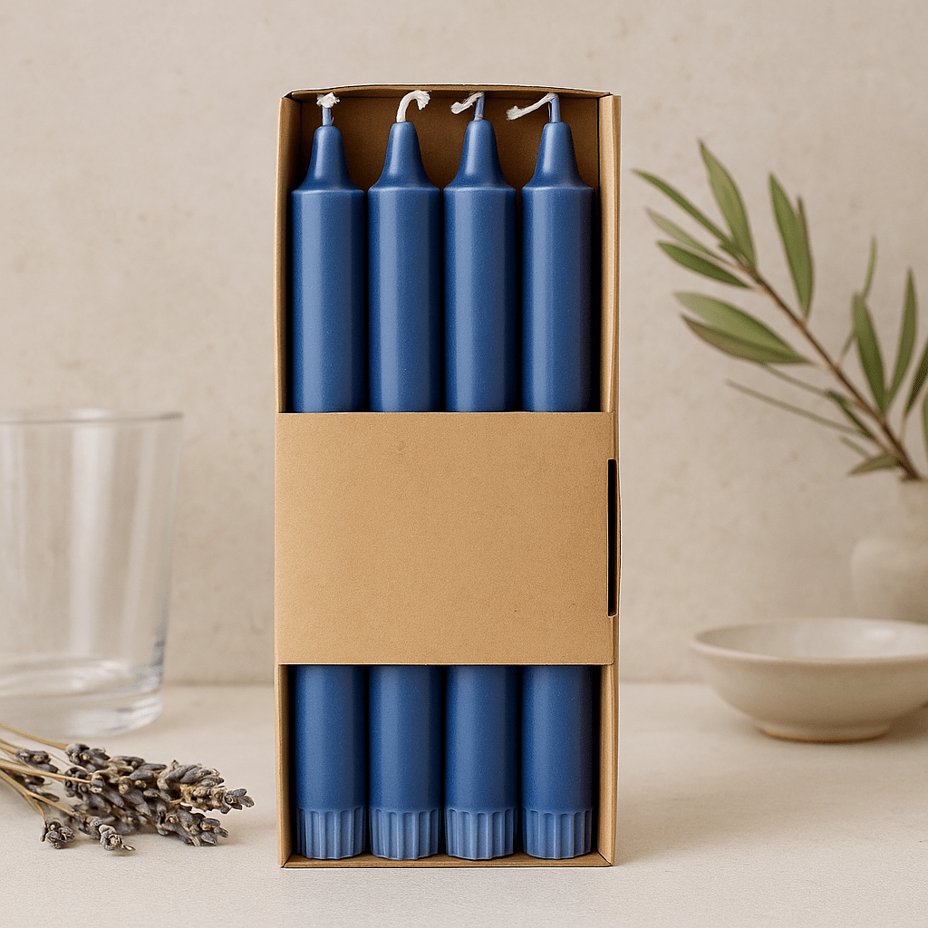Blue Taper Dinner Candles Natural Wax 25x2.3 - SHAMTAM.COM