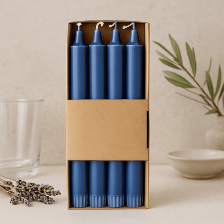 Blue Taper Dinner Candles Natural Wax 25x2.3 - SHAMTAM.COM