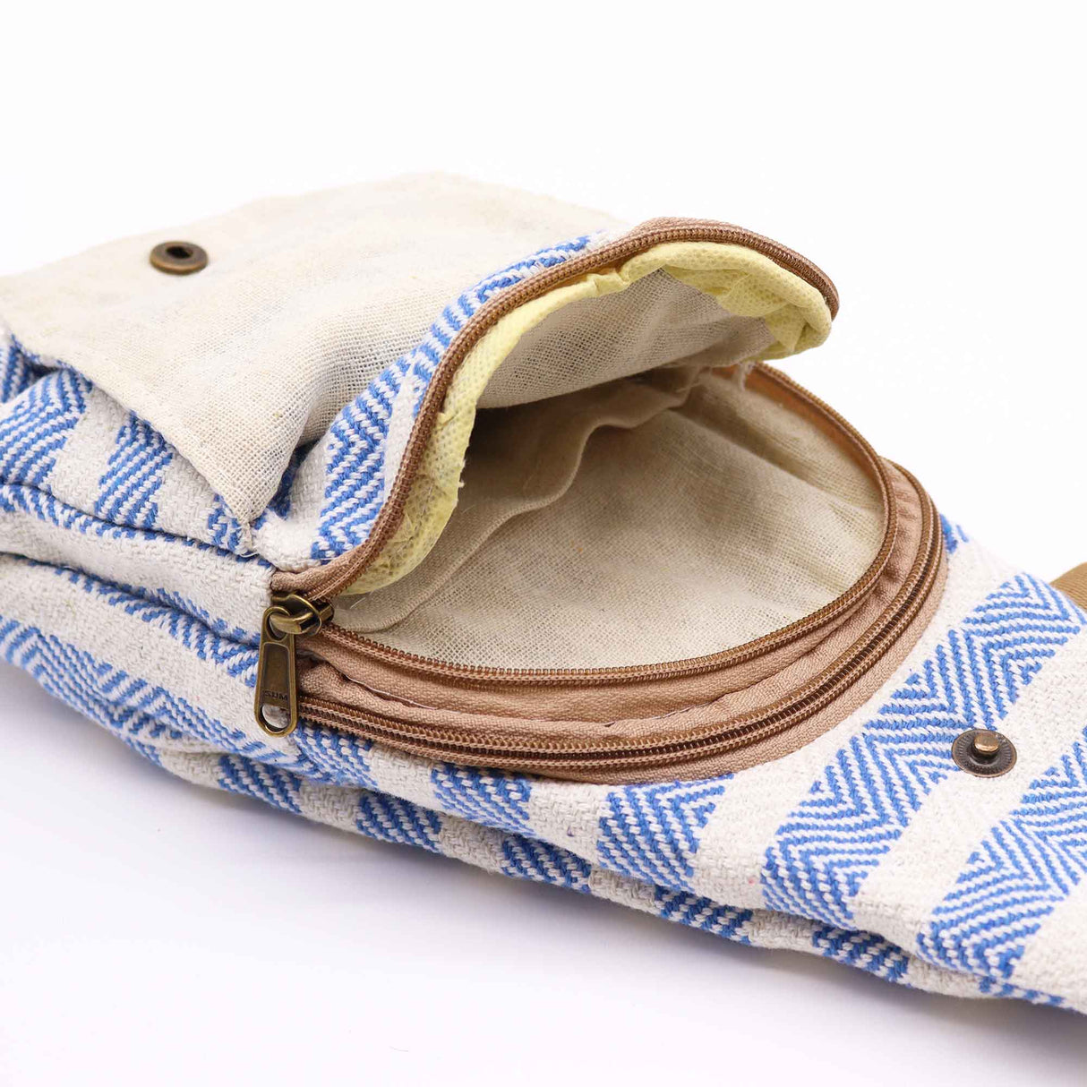 Body Cross Bag Natural Cotton - Blue & White - SHAMTAM.COM