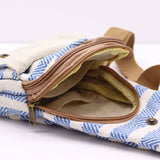 Body Cross Bag Natural Cotton - Blue & White - SHAMTAM.COM