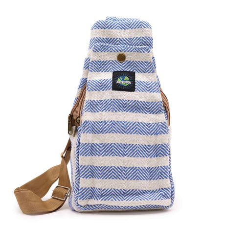 Body Cross Bag Natural Cotton - Blue & White - SHAMTAM.COM