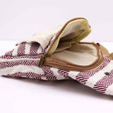 Body Cross Bag Natural Cotton - Burgundy & White - SHAMTAM.COM