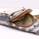 Body Cross Bag Natural Cotton - Tan & Navy - SHAMTAM.COM