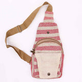 Body Cross Bag Natural Cotton - Tan & Pink - SHAMTAM.COM