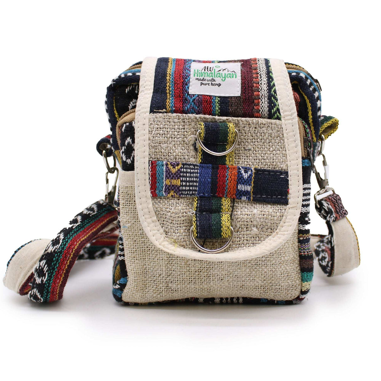 Hemp Bag - Body - Cross Natural Hemp & Jhari Travel Bag - SHAMTAM.COM