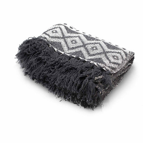 Boho Throw - 125x150cm - Grey Geometric - SHAMTAM.COM