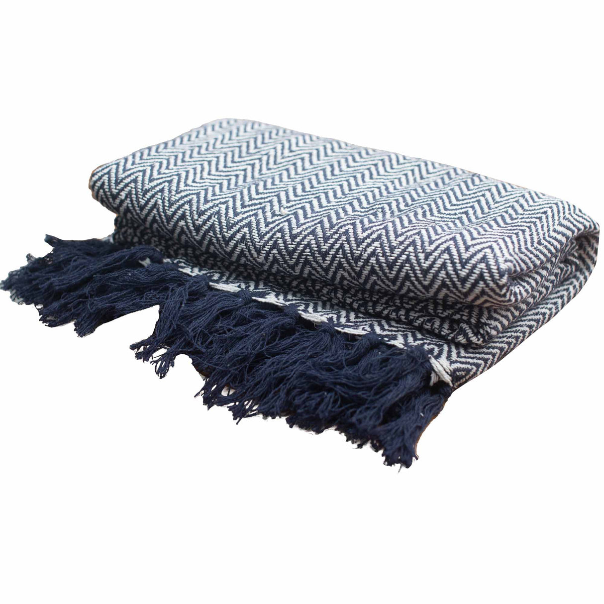 Boho Throw - 125x150cm - Navy Zigzag - SHAMTAM.COM