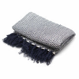 Boho Throw - 125x150cm - Navy Zigzag - SHAMTAM.COM