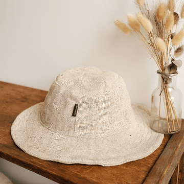 Chapeau bohème chanvre coton bord fil naturel