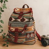 Boho Jacquard Backpack - Chocolate - SHAMTAM.COM